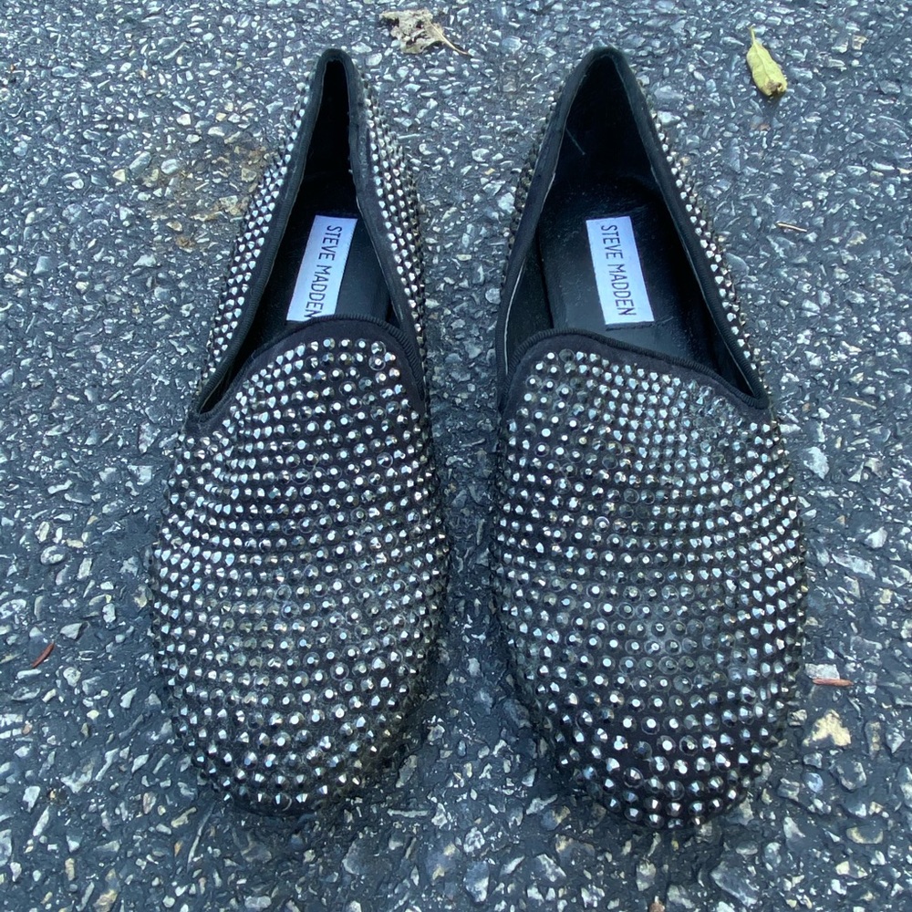 Steven BY Steve Madden Black Studded Flats.